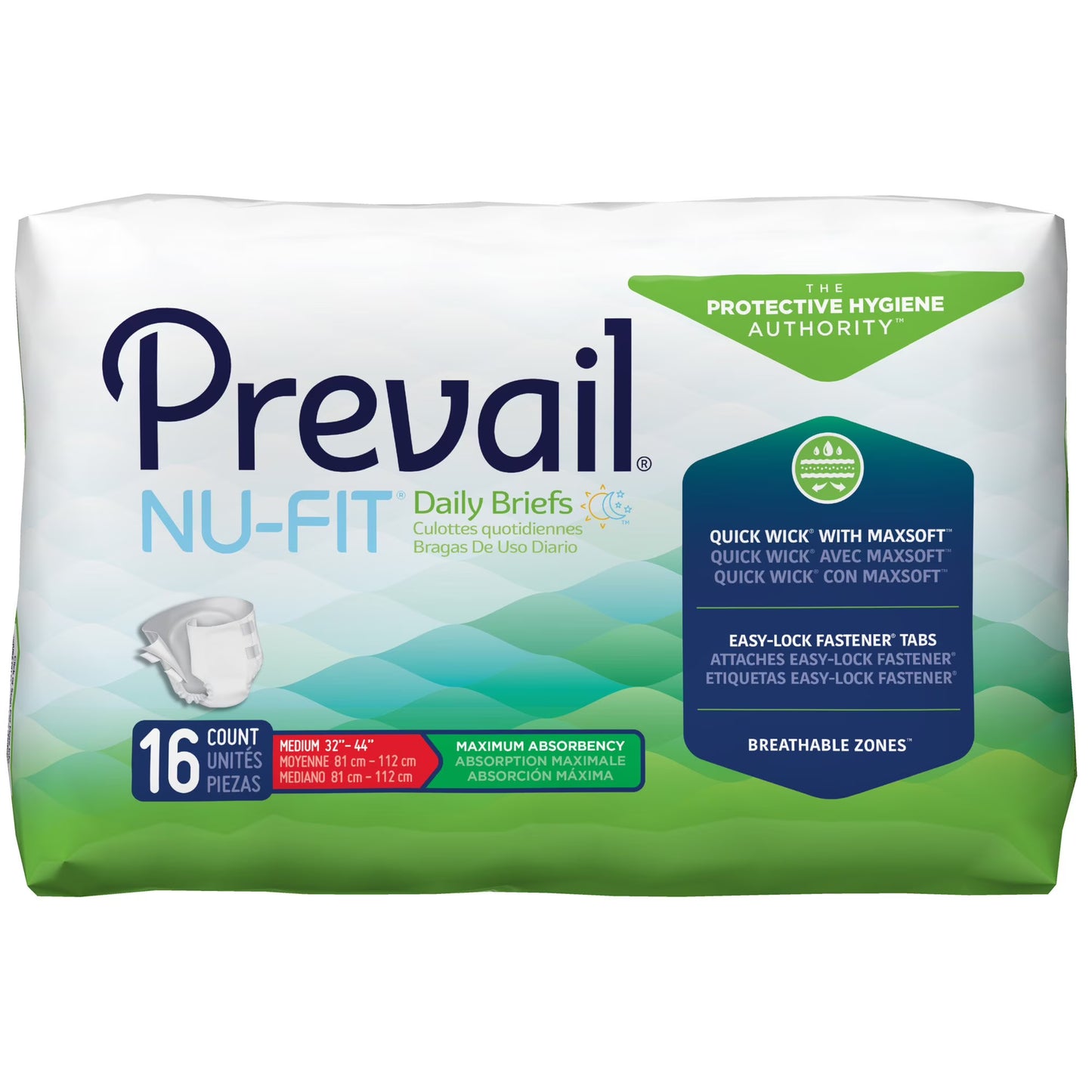 Prevail Nu-Fit Daily Disposable Briefs Medium 16-Count