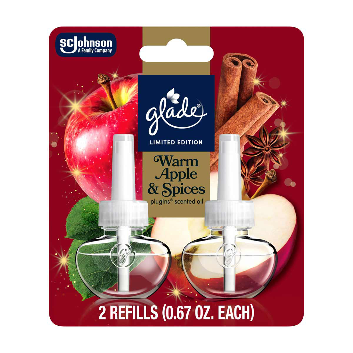 Glade Warm Apple & Spice PlugIns Scented Oil Refills 1.34oz 2-Count