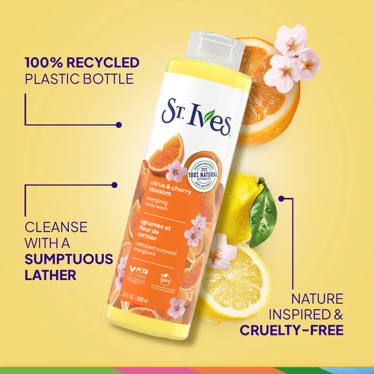 St. Ives Energising Body Wash 650ml - Refreshing & Invigorating Skin Care