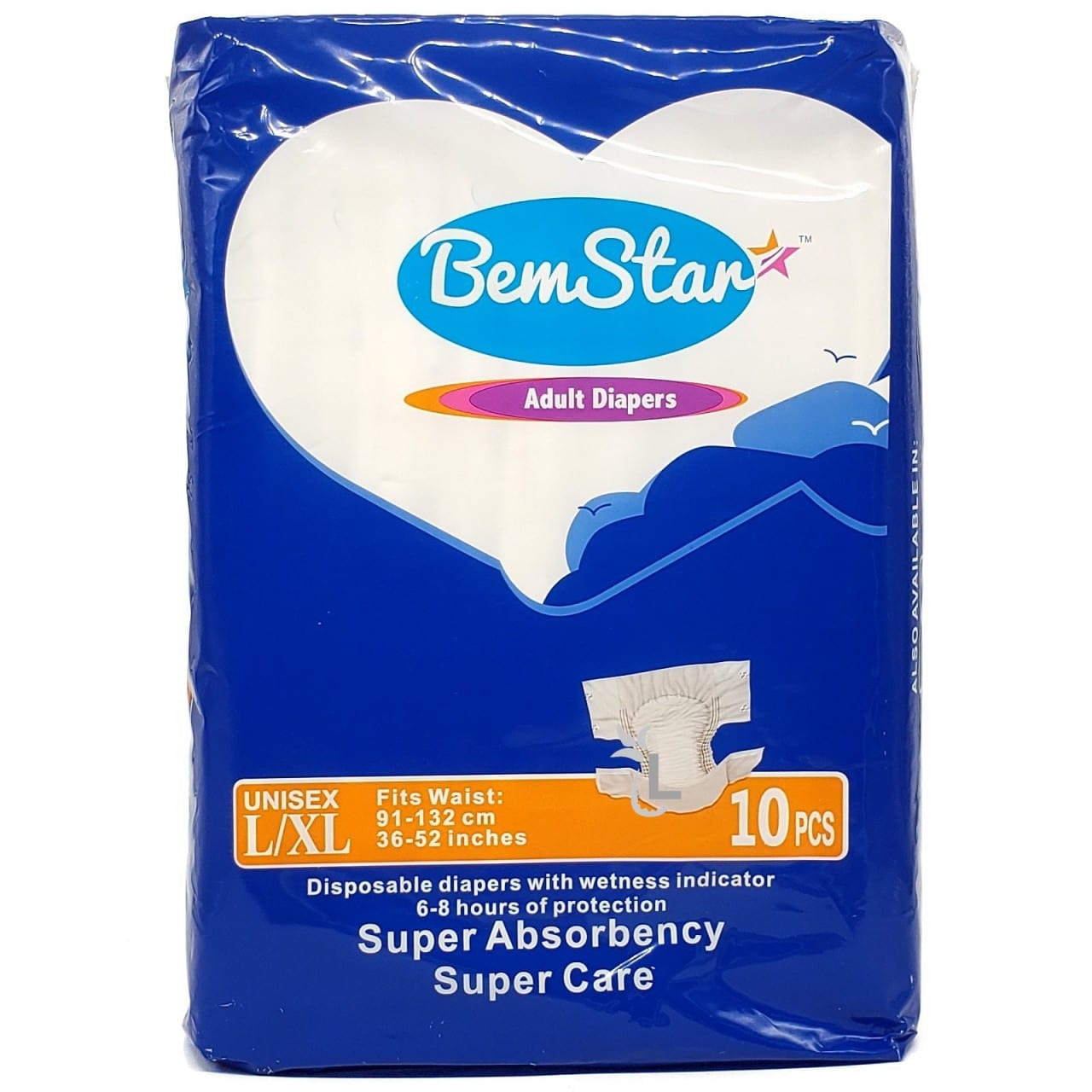 Bemstar Adult Diaper Large/XLarge 10-Count