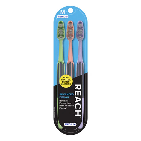 Reach Advanced Design Toothbrush Medium - Clinically Proven Superior Cleaning