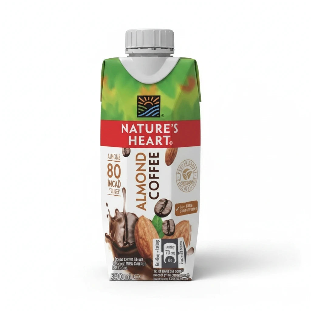 Nature's Heart almond coffee carton on a white background
