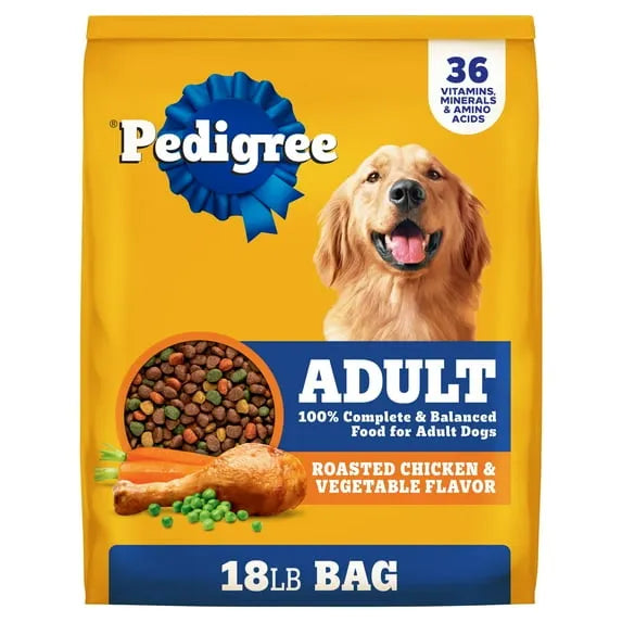 Pedigree Adult Roasted Chicken Dry Dog Food 18lb