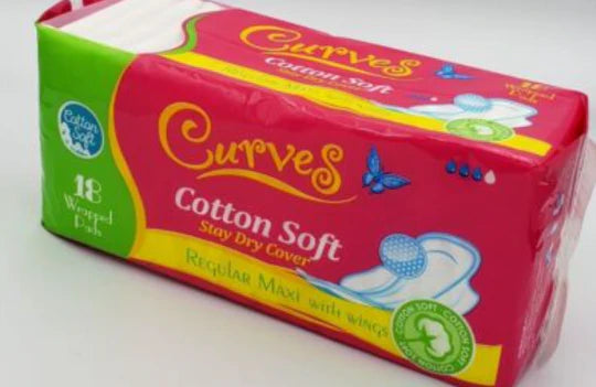 Curves Ultra Thin Pads with Wings – 18 Pieces