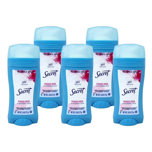 Secret Powder Fresh Antiperspirant Deodorant 5-Pack - 48-Hour Odour & Sweat Protection