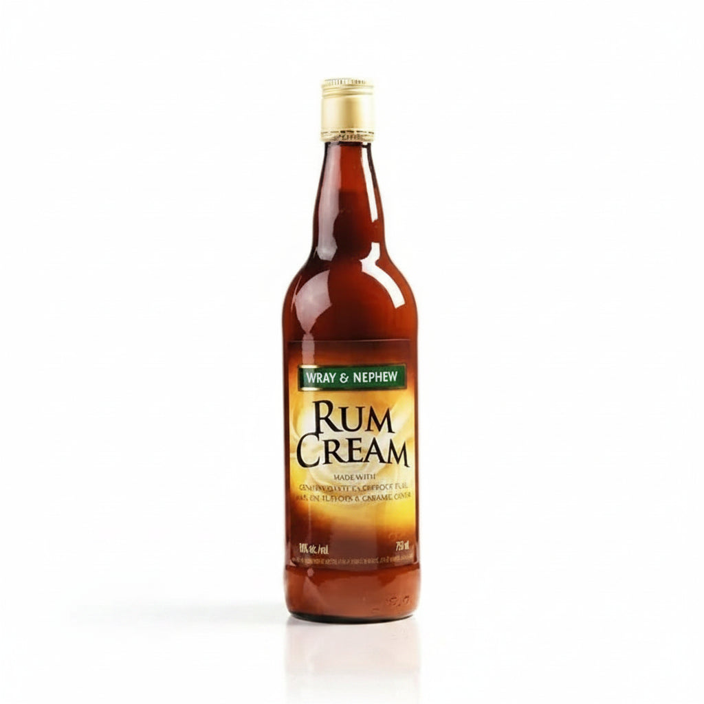 Bottle of Wray & Nephew Rum Cream on a white background