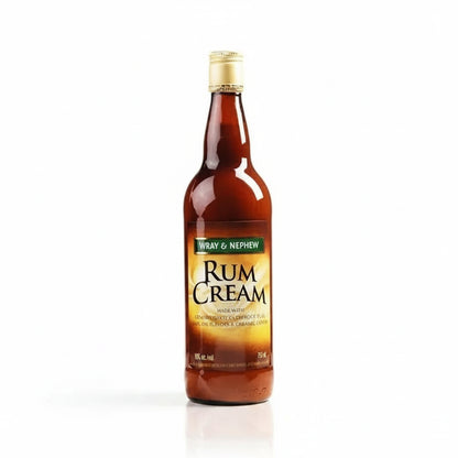 Bottle of Wray & Nephew Rum Cream on a white background