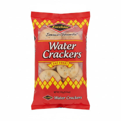 Excelsior Water Crackers package on a gray surface