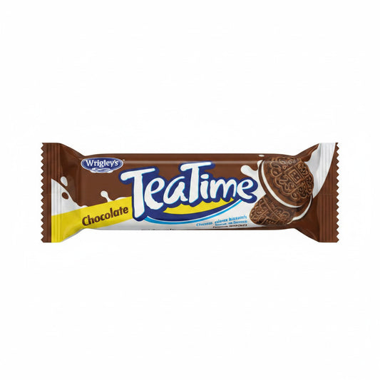 TeaTime chocolate bar in packaging held by a hand on a light background